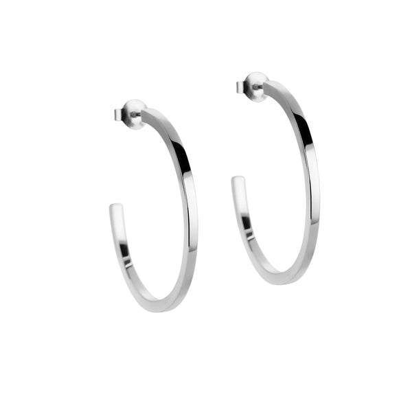 Square Earrings in Silver, Large