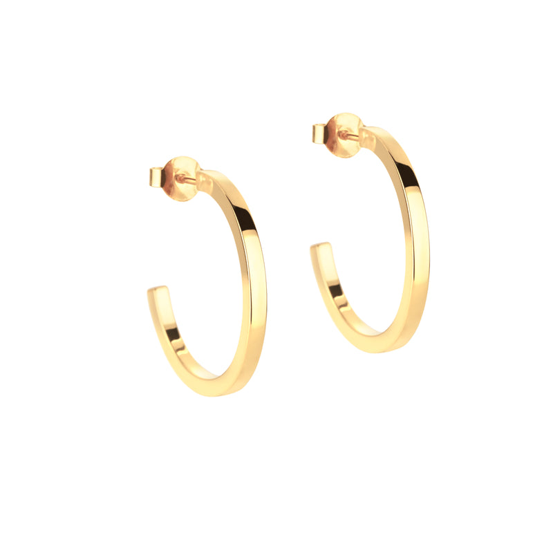 Square earrings in gold, medium